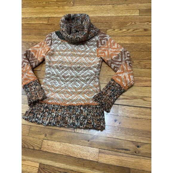Desigual Womens Sweater Size Medium Orange Wool Mohair Cowl Neck Pullover - Picture 2 of 7